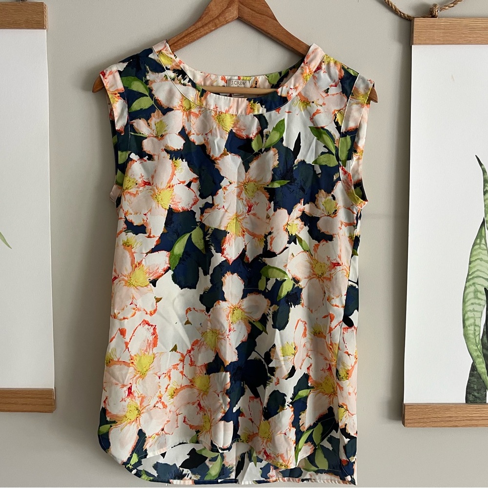 J. Crew Orange and Yellow Sleeveless Blouse